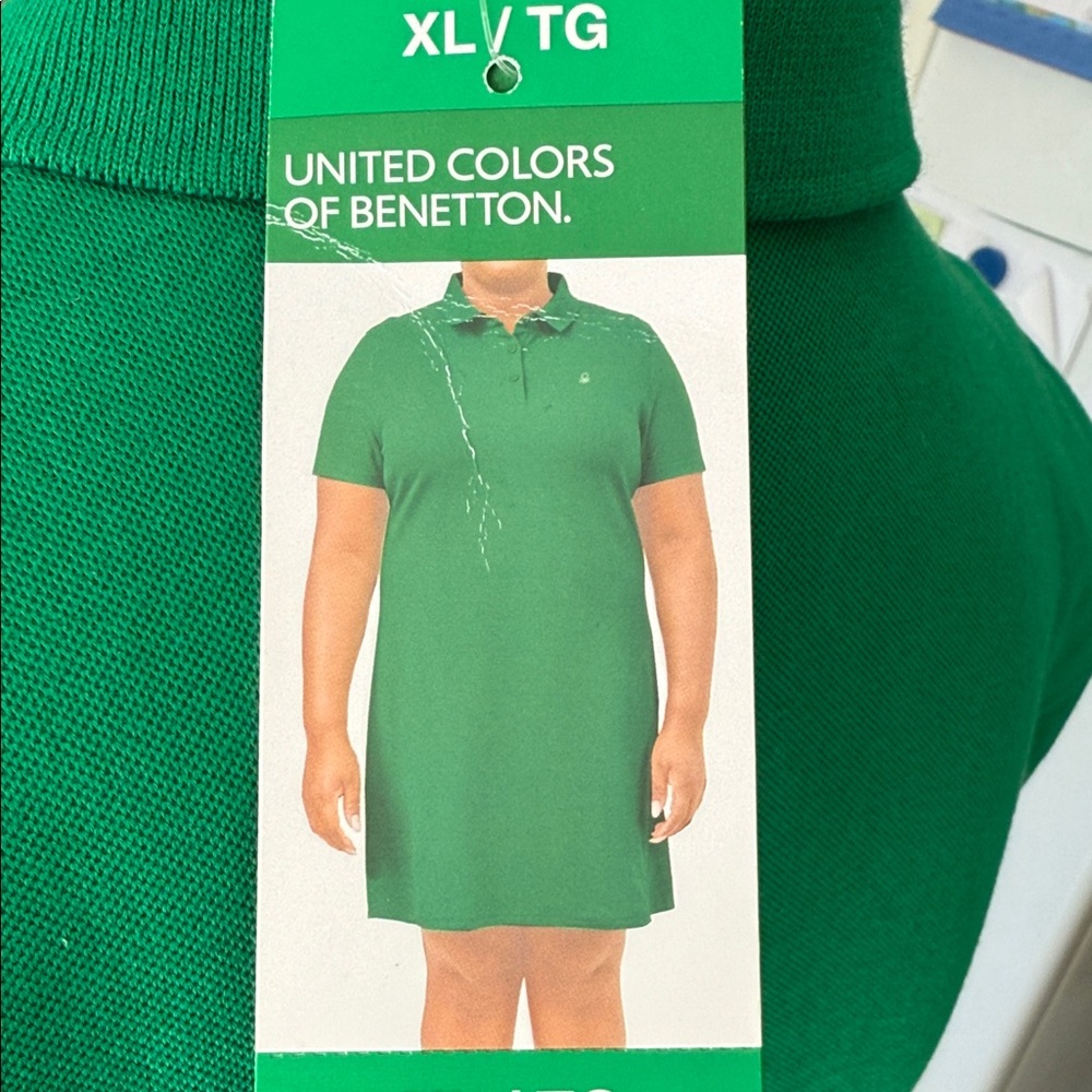 United Colors of Benetton Vibrant Green Polo Dress NWT